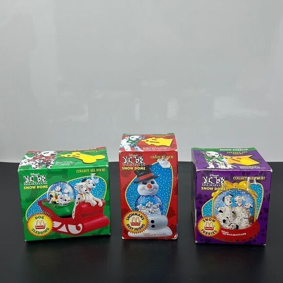 Lot of 3 vintage 101 dalmatiens McDonald’s snow dome Christmas - Picture 1 of 4